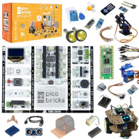 PicoBricks Raspberry Pi Pico W Starter Kit - 26dílná sada projektů pro kutily se 3 učebnicemi a 25 projektovými videi, Raspberry